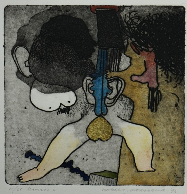 etsen michel van overbeeke 1993 - knossos: vier bronsjes en vier etsen