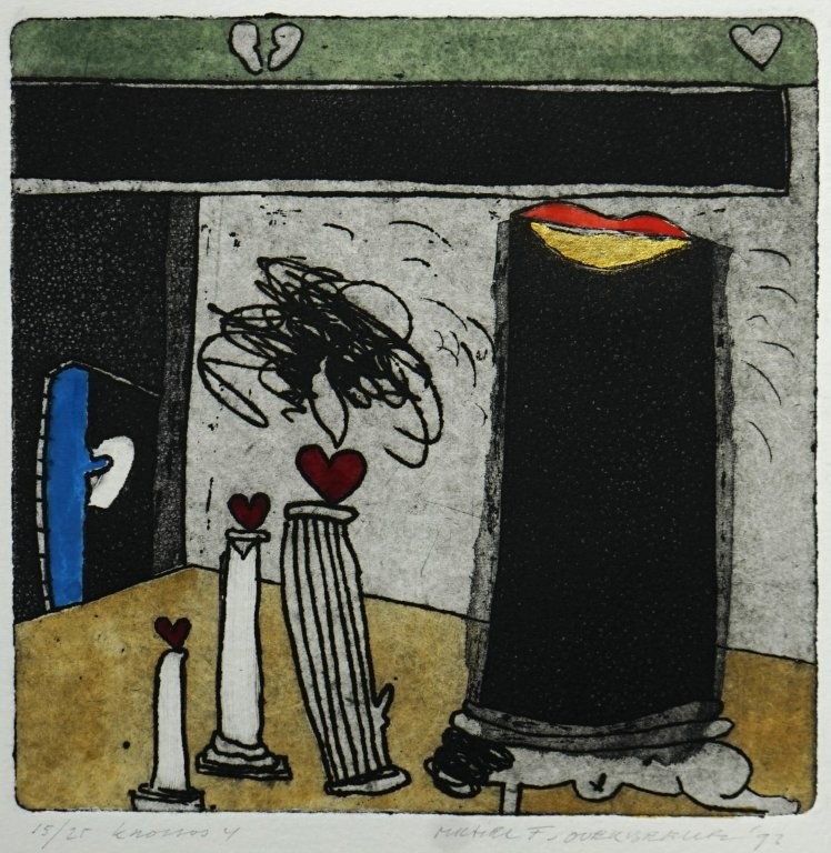 etsen michel van overbeeke 1993 - knossos: vier bronsjes en vier etsen