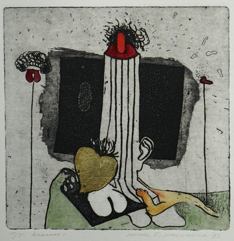 etsen michel van overbeeke 1993 - knossos: vier bronsjes en vier etsen